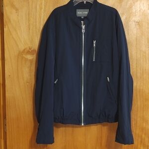 Slate & Stone Mens Tatum Bomber Jacket Navy Lined Zip-Up Adjustable Cuff Size XL